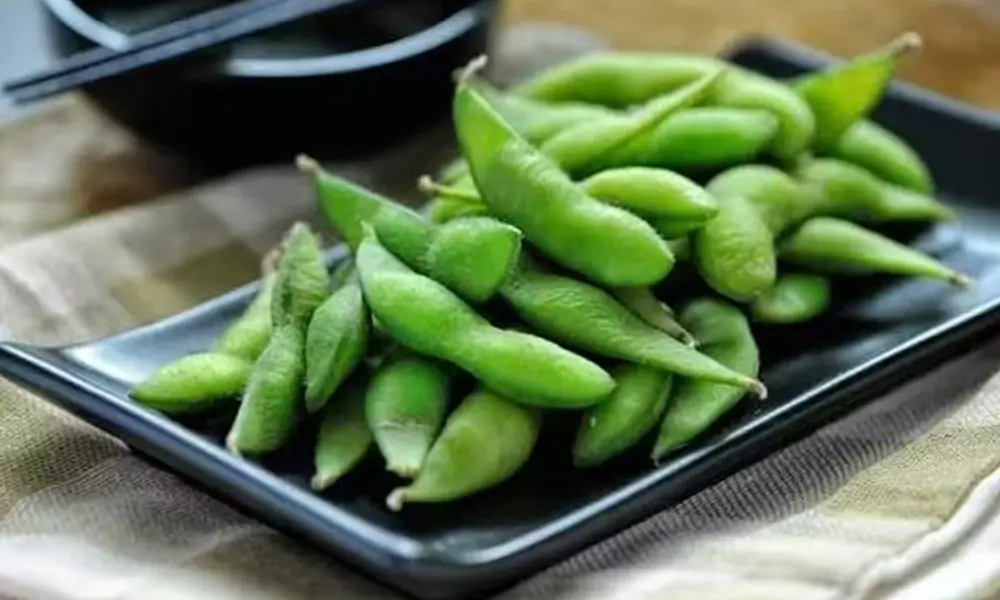 Fresh green edamame pods served as a savory appetizer at Nihao, a Chinese Restaurant in Lexington